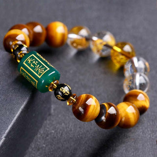 Buddha Gift Chinese Zodiac Tiger Eye White Crystal Courage Bracelet