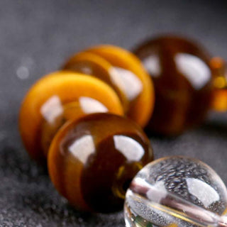 Buddha Gift Chinese Zodiac Tiger Eye White Crystal Courage Bracelet