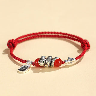 Buddha Gift Fu Character Agate Year Of The Snake Lucky Fortune Charm String Luck Bracelet