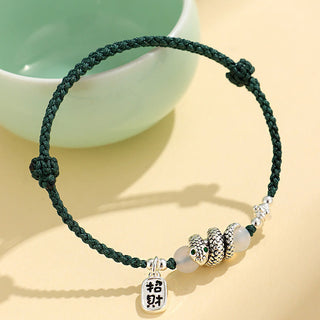 Buddha Gift Fu Character Agate Year Of The Snake Lucky Fortune Charm String Luck Bracelet