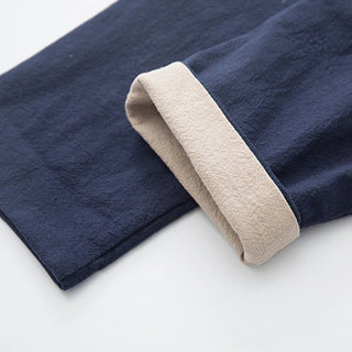 Buddha Gift 2Pcs Zen Tang Suit Men's Linen Frog-Button Long Sleeve Shirt Pants Set