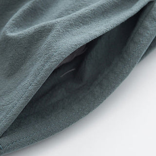 Buddha Gift 2Pcs Zen Tang Suit Men's Linen Frog-Button Long Sleeve Shirt Pants Set