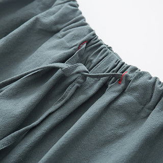 Buddha Gift 2Pcs Zen Tang Suit Men's Linen Frog-Button Long Sleeve Shirt Pants Set