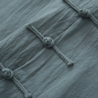 Buddha Gift 2Pcs Zen Tang Suit Men's Linen Frog-Button Long Sleeve Shirt Pants Set