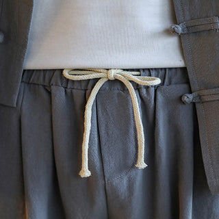 Buddha Gift 2Pcs Zen Tang Suit Men's Frog-Button Long Sleeve Shirt Pants Set With Pockets