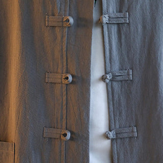 Buddha Gift 2Pcs Zen Tang Suit Men's Frog-Button Long Sleeve Shirt Pants Set With Pockets