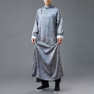 Buddha Gift Vintage Chinese Frog-Button Tang Suit Men's Dragon Cotton Robe