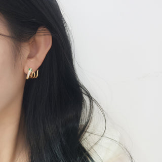 Buddha Gift 925 Sterling Silver Green-eyed Snake Shape Year Of The Snake Harmony Earrings