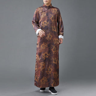 Buddha Gift Vintage Chinese Frog-Button Tang Suit Men's Dragon Cotton Robe