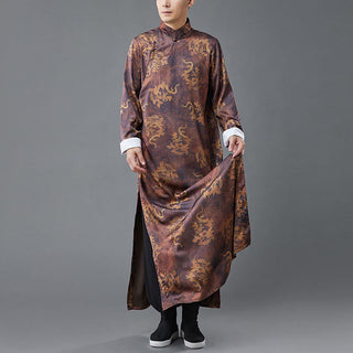 Buddha Gift Vintage Chinese Frog-Button Tang Suit Men's Dragon Cotton Robe