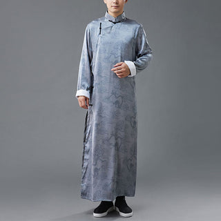 Buddha Gift Vintage Chinese Frog-Button Tang Suit Men's Dragon Cotton Robe