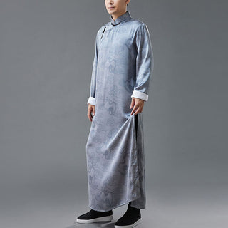 Buddha Gift Vintage Chinese Frog-Button Tang Suit Men's Dragon Cotton Robe