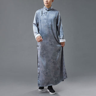 Buddha Gift Vintage Chinese Frog-Button Tang Suit Men's Dragon Cotton Robe