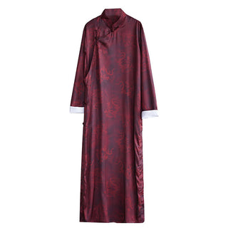 Buddha Gift Vintage Chinese Frog-Button Tang Suit Men's Dragon Cotton Robe