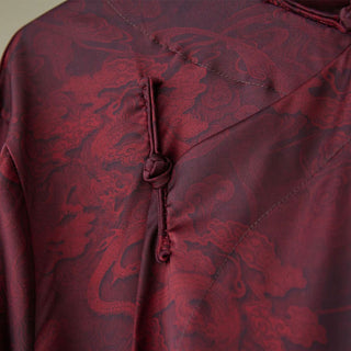Buddha Gift Vintage Chinese Frog-Button Tang Suit Men's Dragon Cotton Robe