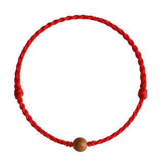 Buddha Gift Natural Peach Wood Bead Ward Off Evil Spirits Braided Bracelet