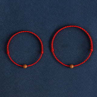 Buddha Gift Natural Peach Wood Bead Ward Off Evil Spirits Braided Bracelet