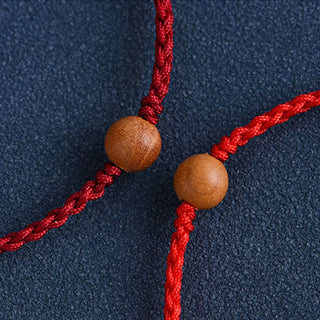 Buddha Gift Natural Peach Wood Bead Ward Off Evil Spirits Braided Bracelet