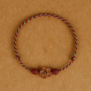 Buddha Gift Peach Wood Small Peach Blossom Cinnabar Wealth String Bracelet Anklet