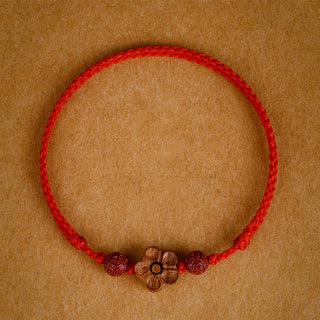 Buddha Gift Peach Wood Small Peach Blossom Cinnabar Wealth String Bracelet Anklet