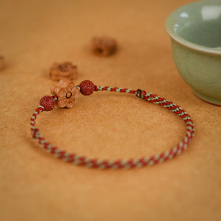 Buddha Gift Peach Wood Small Peach Blossom Cinnabar Wealth String Bracelet Anklet