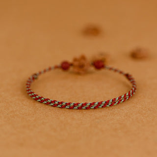 Buddha Gift Peach Wood Small Peach Blossom Cinnabar Wealth String Bracelet Anklet