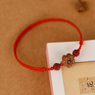 Buddha Gift Peach Wood Small Peach Blossom Cinnabar Wealth String Bracelet Anklet