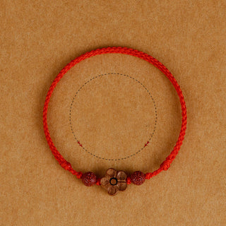 Buddha Gift Peach Wood Small Peach Blossom Cinnabar Wealth String Bracelet Anklet