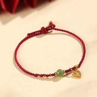Buddha Gift 925 Sterling Silver Hetian Jade Bead Copper Coin Love Heart Charm Luck Bracelet