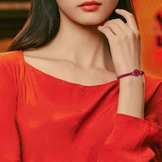 Buddha Gift Handmade Cinnabar Round Peace Buckle Concentration Braided Bracelet