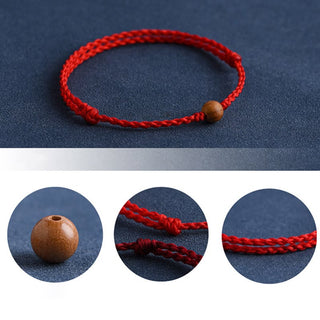 Buddha Gift Natural Peach Wood Bead Ward Off Evil Spirits Braided Bracelet