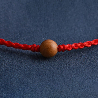 Buddha Gift Natural Peach Wood Bead Ward Off Evil Spirits Braided Bracelet