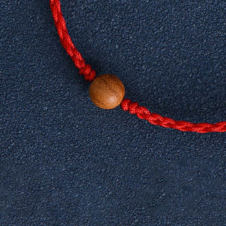 Buddha Gift Natural Peach Wood Bead Ward Off Evil Spirits Braided Bracelet