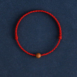 Buddha Gift Natural Peach Wood Bead Ward Off Evil Spirits Braided Bracelet