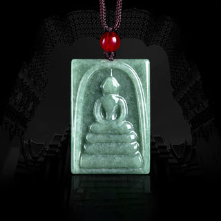 Buddha Gift Formless Buddha Jade Square Amulet Prosperity String Necklace Pendant