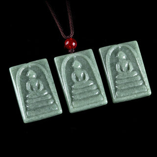 Buddha Gift Formless Buddha Jade Square Amulet Prosperity String Necklace Pendant