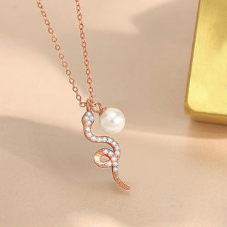 Buddha Gift 925 Sterling Silver Pearl Year Of The Snake Blessing Sincerity Necklace Pendant
