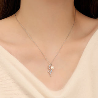 Buddha Gift 925 Sterling Silver Pearl Year Of The Snake Blessing Sincerity Necklace Pendant