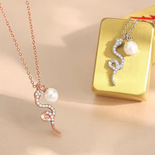 Buddha Gift 925 Sterling Silver Pearl Year Of The Snake Blessing Sincerity Necklace Pendant