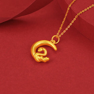 Buddha Gift 999 Gold Moon Year Of The Snake Luck Necklace Pendant
