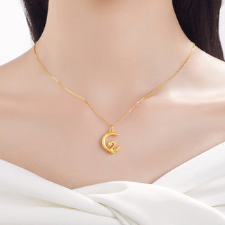 Buddha Gift 999 Gold Moon Year Of The Snake Luck Necklace Pendant