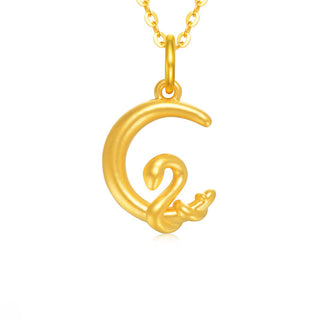 Buddha Gift 999 Gold Moon Year Of The Snake Luck Necklace Pendant