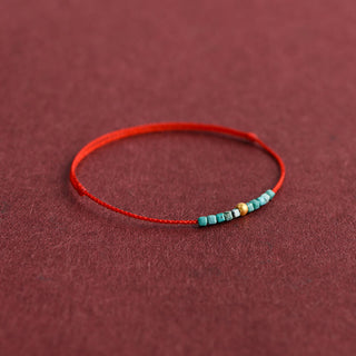 Buddha Gift 999 Gold Beads Turquoise Protection Braided Bracelet Anklet