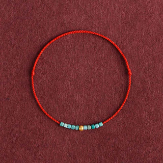 Buddha Gift 999 Gold Beads Turquoise Protection Braided Bracelet Anklet