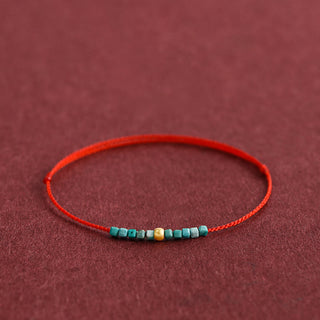 Buddha Gift 999 Gold Beads Turquoise Protection Braided Bracelet Anklet