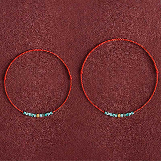 Buddha Gift 999 Gold Beads Turquoise Protection Braided Bracelet Anklet