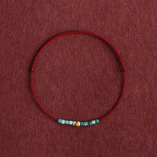 Buddha Gift 999 Gold Beads Turquoise Protection Braided Bracelet Anklet