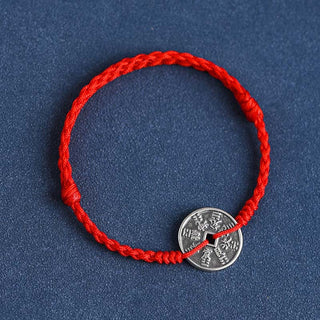Buddha Gift 925 Sterling Silver Coin Protection Braided Bracelet Anklet