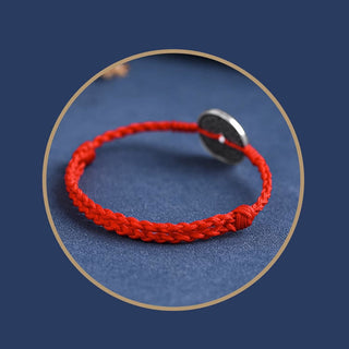 Buddha Gift 925 Sterling Silver Coin Protection Braided Bracelet Anklet