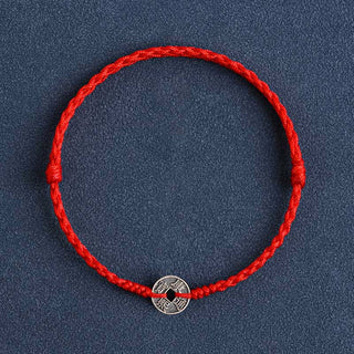 Buddha Gift 925 Sterling Silver Five Emperor Coins Red String Protection Luck Braided Bracelet Anklet